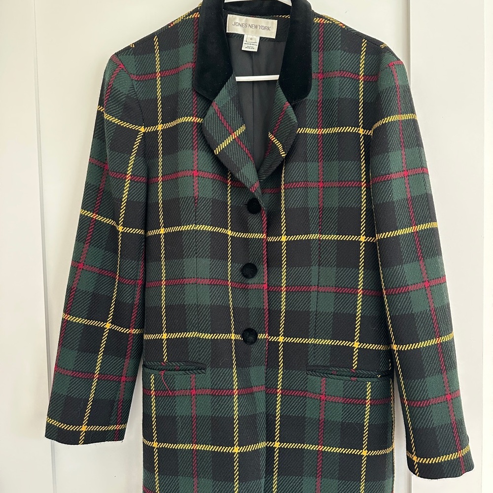 Jones New York Tartan Plaid Oversized Women's Blazer
